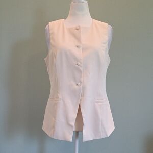 Pretty Garden Cream Sleeveless Button Front Vest with Pockets - NWT Size Large